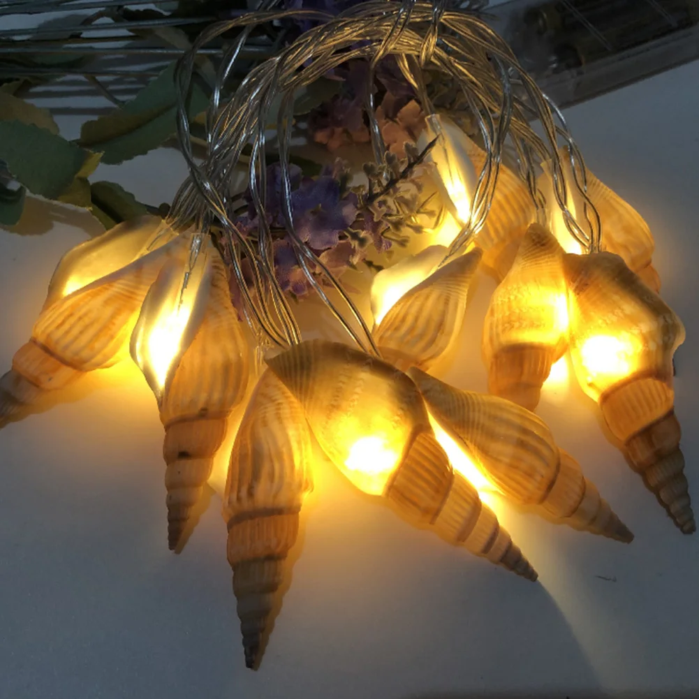 150cm Battery Operated Festival Supplies Home Hanging Lantern String Light Sea Shell Romantic Wedding Party Warm White Conch