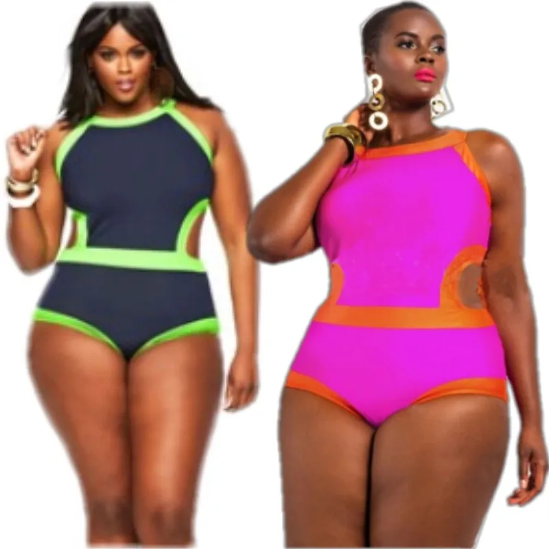 neon colored plus size swimwear