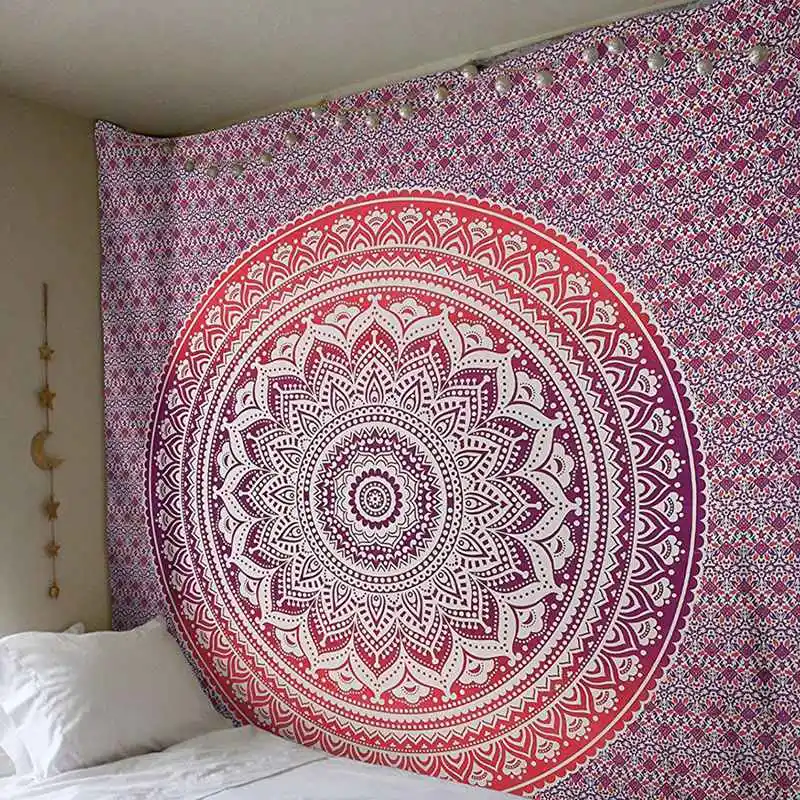 Большой Мандала индийский гобелен настенный богемный пляжный коврик полиэстер тонкое одеяло покрывало для йоги коврик одеяло - Цвет: F