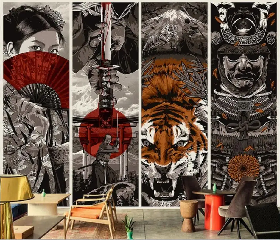 Пользовательские 3D Ручная роспись японский фон настенные декоративные настенные обои, фрески