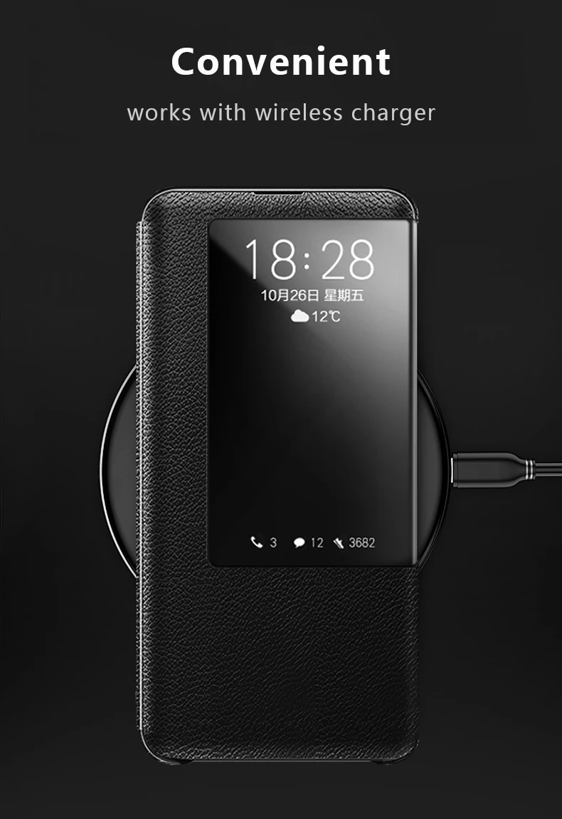 Для huawei Коврики 20 Pro Чехол роскошные из натуральной кожи жесткий Пластик защитный Смарт флип чехол для телефона для Коврики 20 задняя крышка