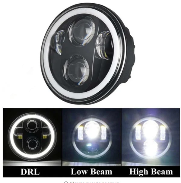 5,75 дюймов светодиодный налобный фонарь Halo Кольцо Белый DRL Angel eye для 883 железа, 883 sportster, softail, touring road king - Цвет: halo Black