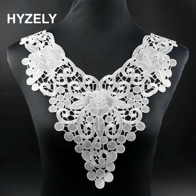 New style White Embroidery Flower Lace Neckline Fabric DIY Lace Collar Sewing Craft Neckline