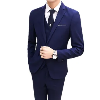 

Blazers Pants Vest 3 Pieces Sets / 2018 New Men's Groom Wedding Casual Business Dress Suit Jacket Coat Trousers Waistcoat Suits