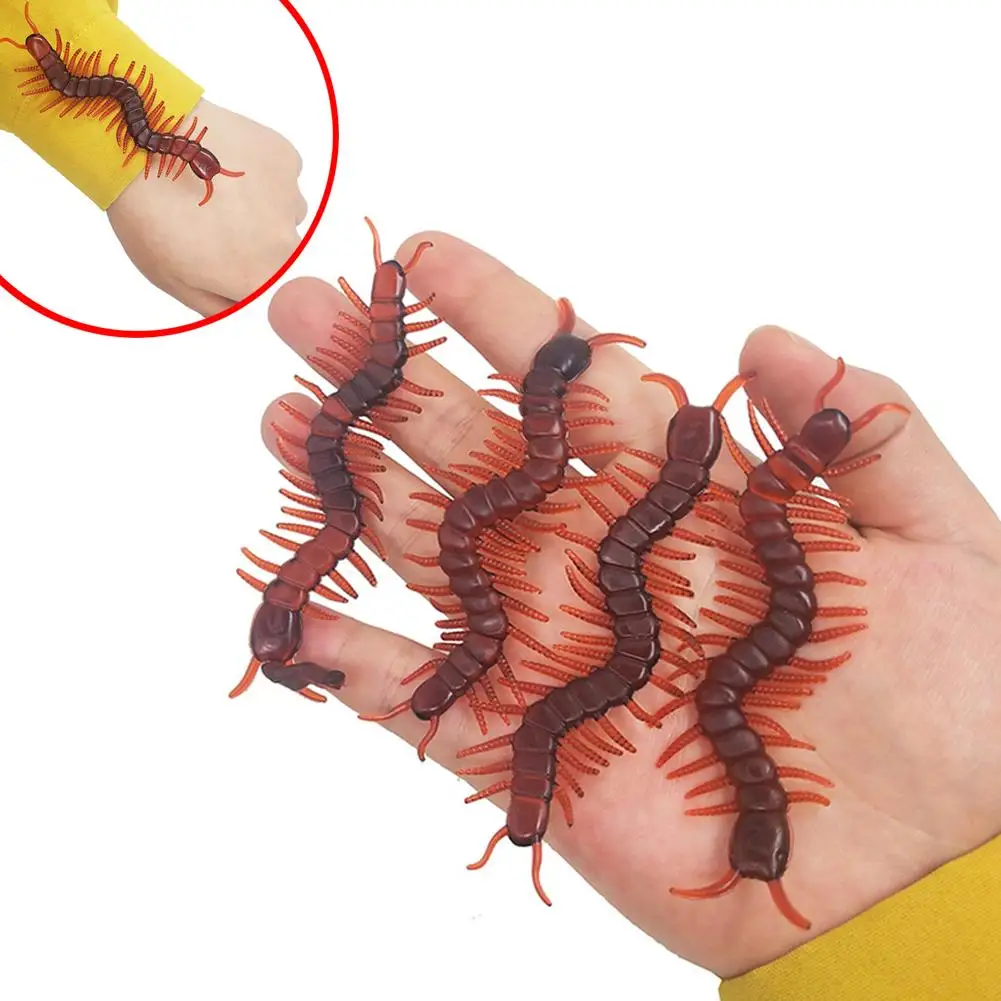 

10Pcs Simulation Centipede Mini Insect Models Haunted House Spoof Prank Toy Party Supplies Resin games children kids gadgets