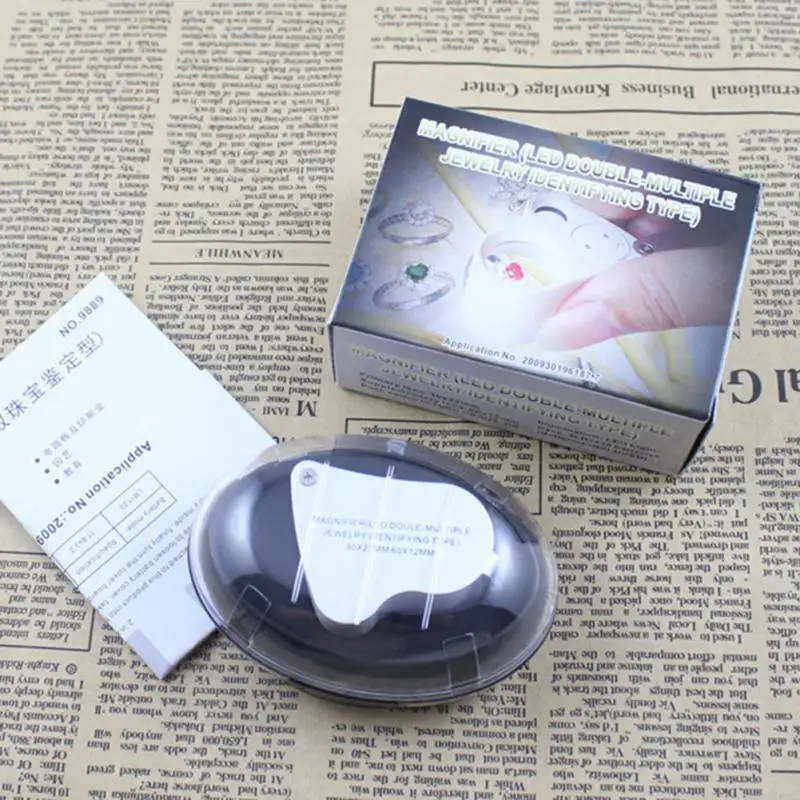 

30X 60X LED Illuminated Magnifier Glass Dual Lens Appraisal Jeweler Eye Loupe Magnifying