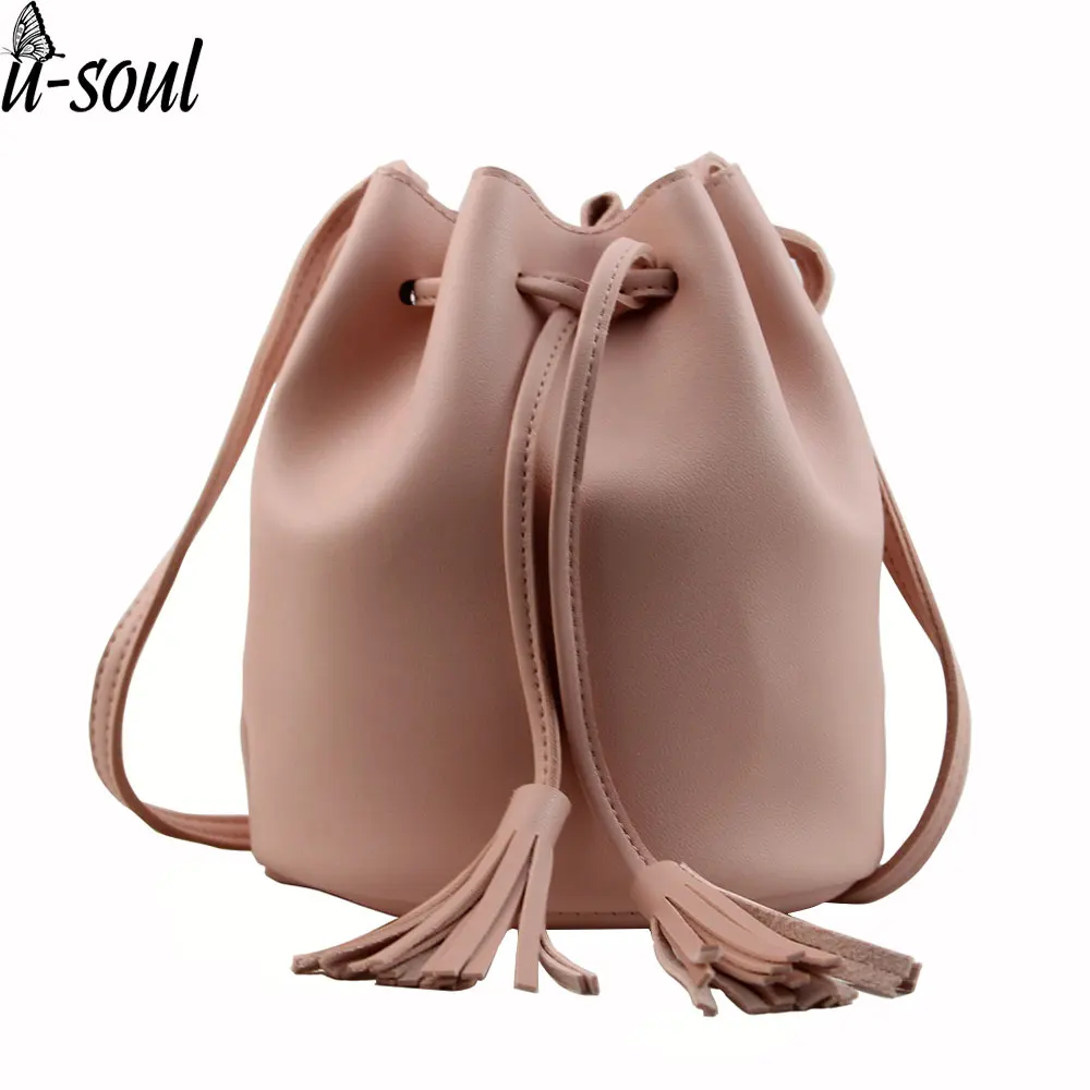 bag women small new bucket leather shoulder bag candy color mini