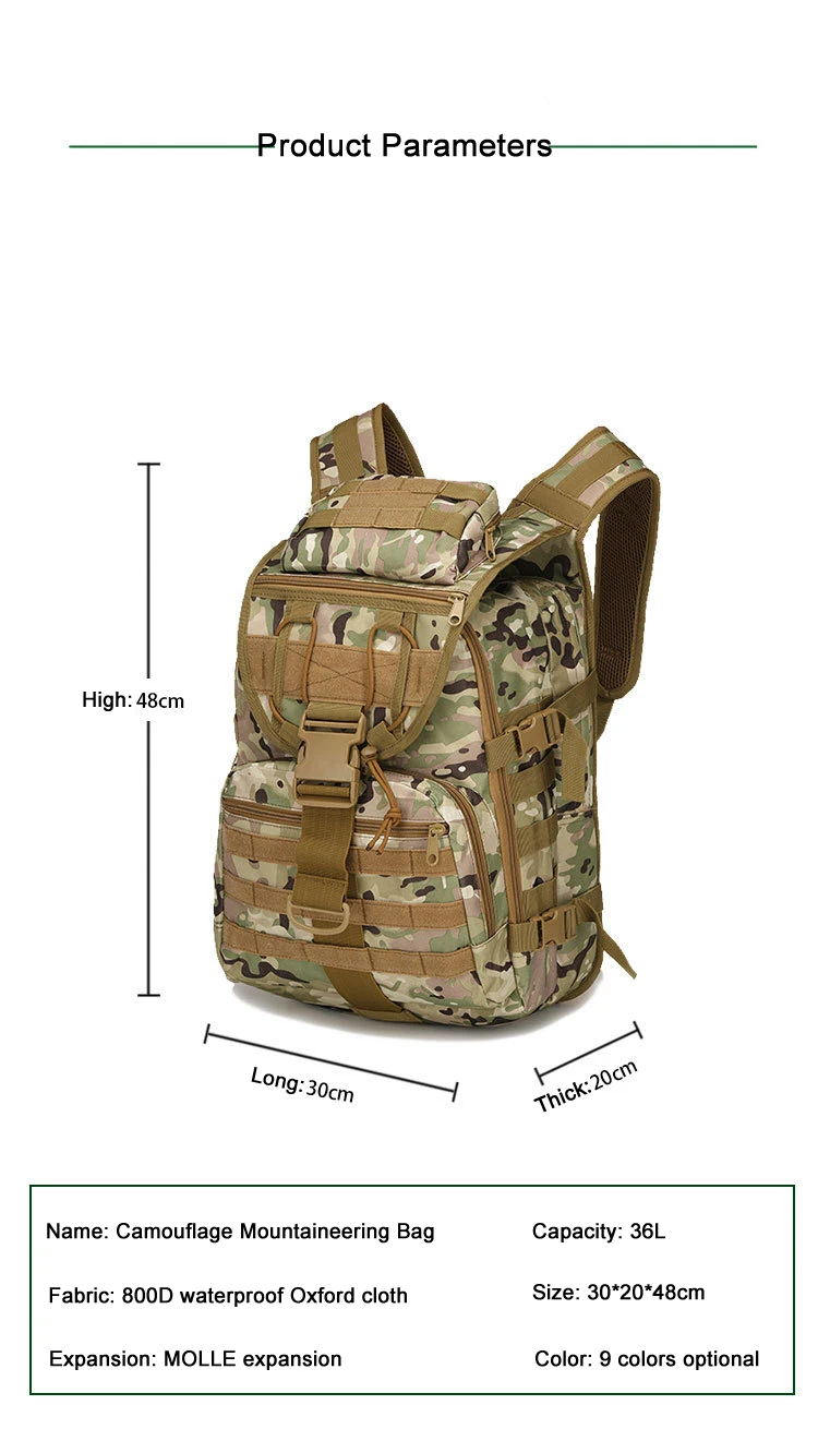 40L 800D военный рюкзак Камуфляжный Открытый Водонепроницаемый Спортивный Тактический Рюкзак дышащий задний походный кемпинг охотничьи сумки