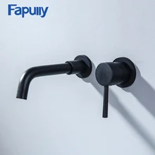 Fapully черный латунный настенный смеситель для раковины с одной ручкой, кран для раковины с гибким носиком, смеситель для горячей и холодной воды для ванной комнаты 603-88B