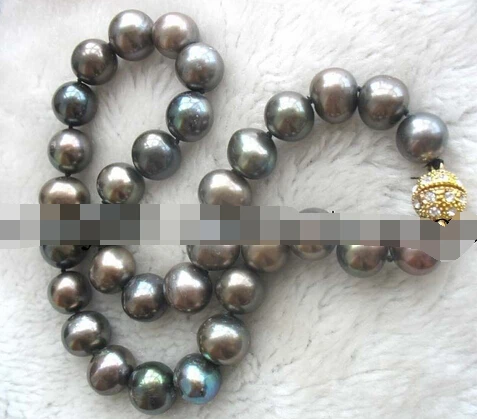 

08149 wholesale freshwater pearl near round 12-14mm necklace 17" nature GOOD QUALITY