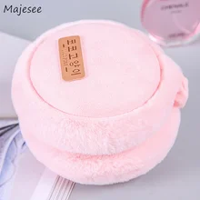 Женские наушники, теплые, для женщин, с кнопкой s, украшены пушистыми, одноцветные, кавайный, корейский стиль, антифриз, складка, уличная одежда, плюс бархат, шик