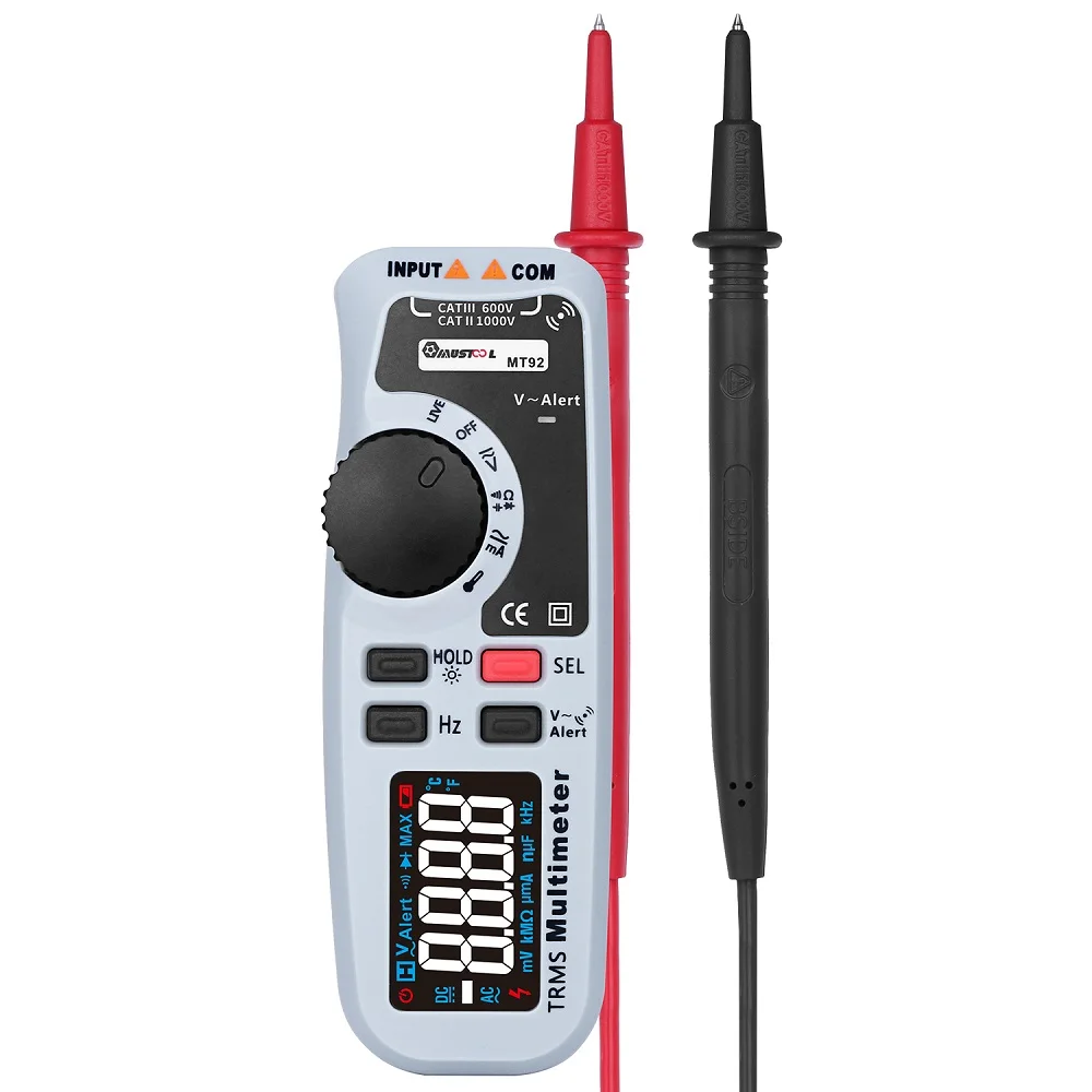 

MUSTOOL MT92 6000 Counts True RMS Handheld Multimeter Black EBTN Screen AC/DC V/A Test