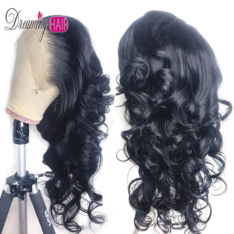 180% Density 13x6 Glueless Lace Front Wigs Brazilian Body Loose Deep Wave Remy Human Hair Wigs With Baby Hair Pre Plucked