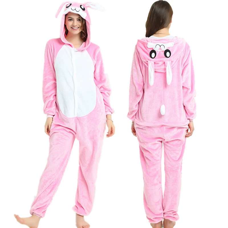 

JINUO Winter Adult Kids Popular Pink Rabbit Cartoon Animal Onesies Pajamas Unisex Adult Couple Kids Pajama Sets Costume Onesies