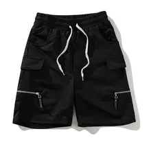 Новые летние шорты мужские модные шорты мужские s короткие джоггеры Твердые молнии длиной до колена уличная хип хоп шорты-бермуды