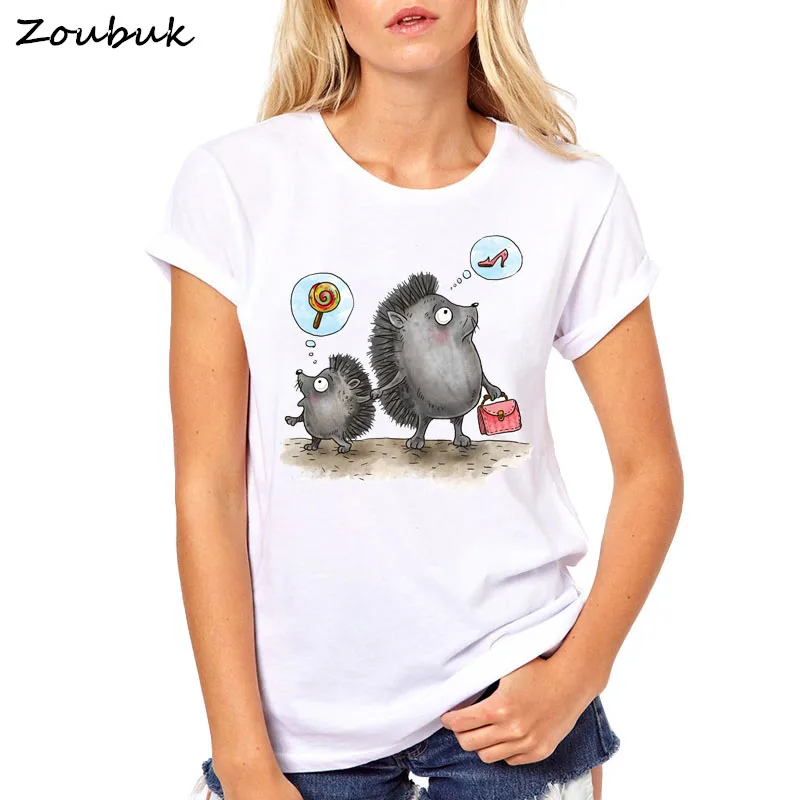 2018 جديد القنفذ شيرت مضحك الجدة تي شيرت تصميم النساء أزياء الصيف قمم فتاة تي شيرت السيدات المحملات befree