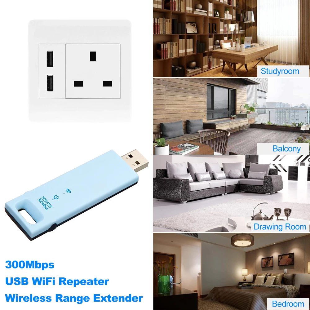 WD-R602U 300 Мбит/с беспроводной расширитель диапазона USB WiFi повторитель сигнала усилитель синий с черным для сети