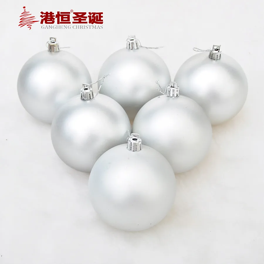 6pcs Matte Silver Christmas Ball Decorative 4cm 8cm Christmas Tree