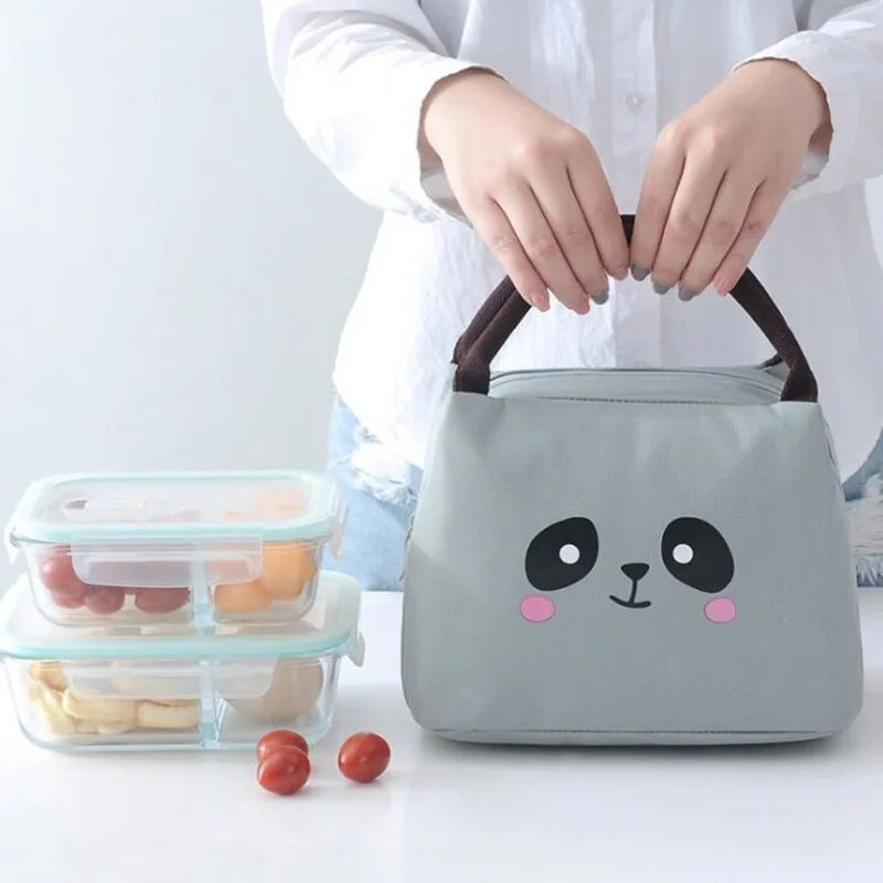 Bonito dos Desenhos Mulheres ao ar Crianças Animados Animal Porco Almoço Bolsas Livre Portátil Oxford Pano Gelo Estudante Isolado Bolsa Refrigerador Criança Piquenique Tote