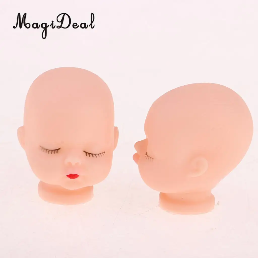 10 Pieces Red Lips Sleeping Baby Doll Heads Sculpt For Mini Keychain Baby Toy DIY Custom Body Parts