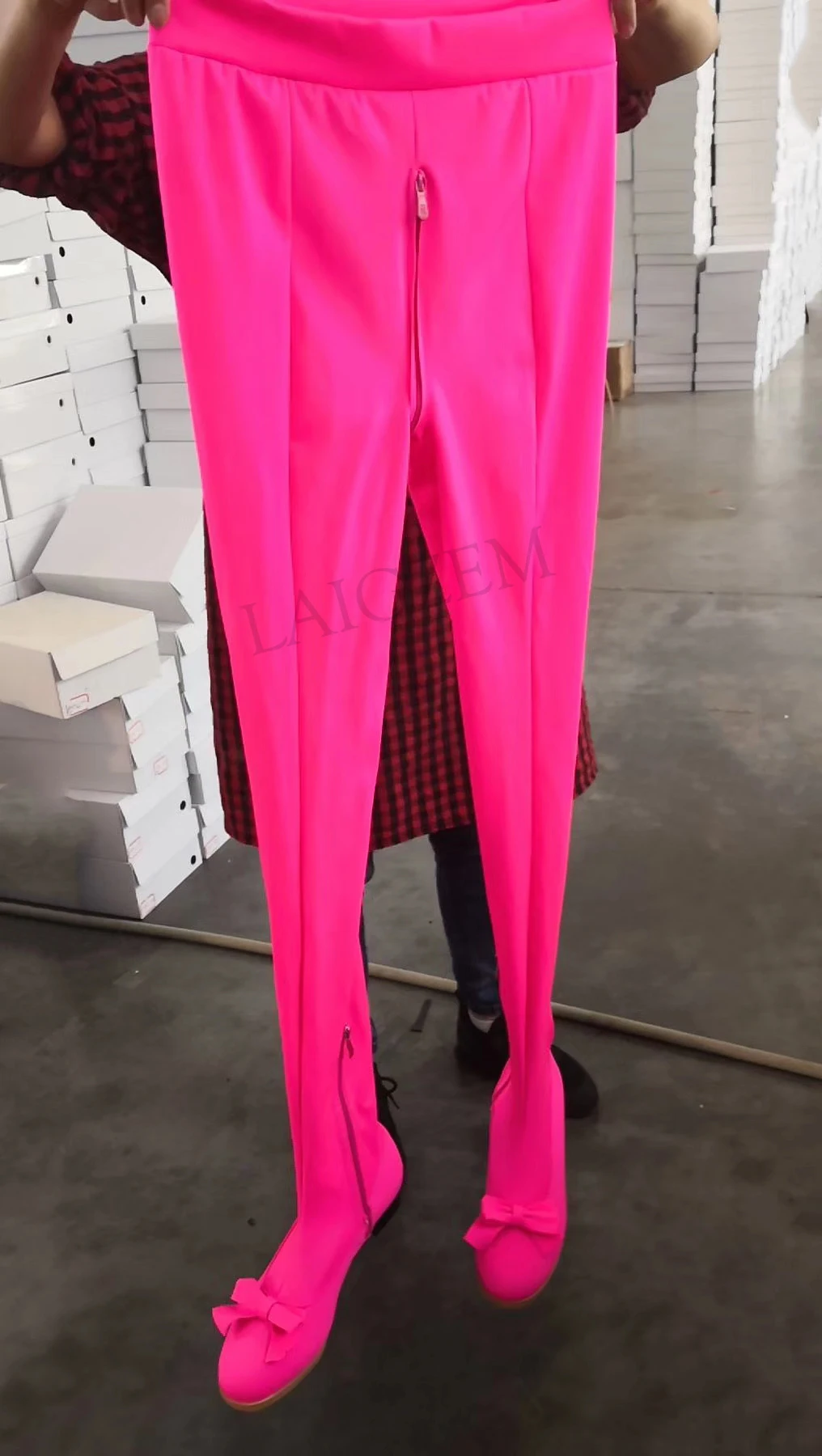 LAIGZEM Novelty Women Pants Boots Chunky Block Heels Stretch Long Boots Cosplay Club Show Botines Femme Mujer Big Size 4-14 (4)