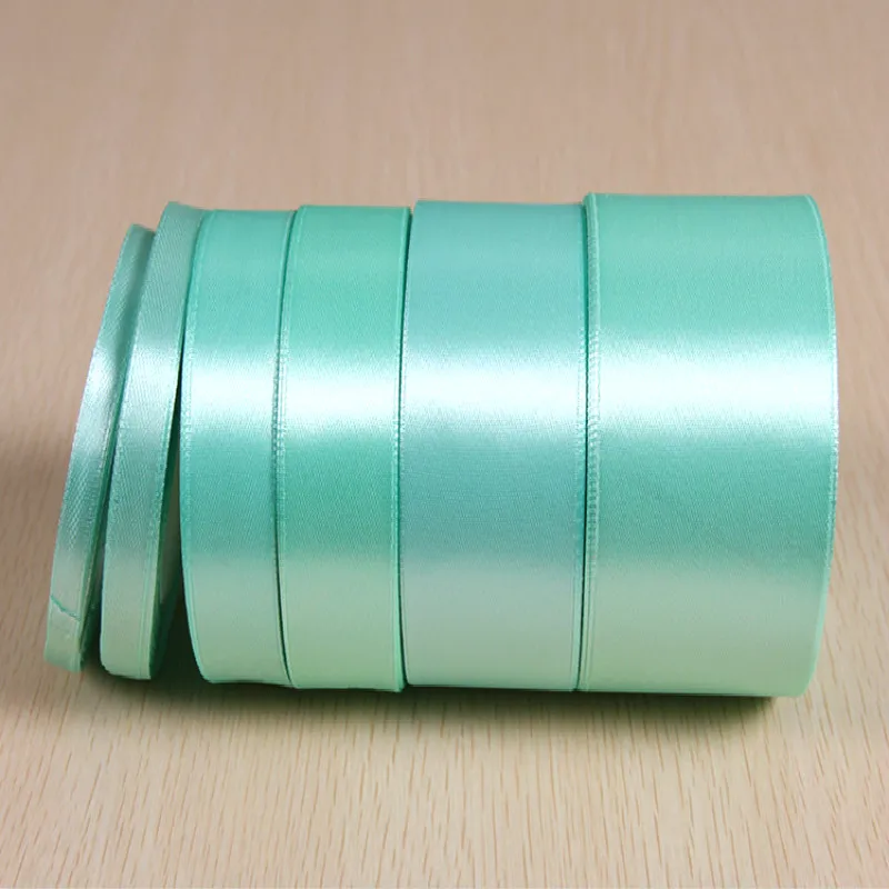 Aqua Green Silk Satin Ribbon Wedding Decorative Gift Wrap Accessories DIY Handmade Material 25Yards 6/10/15/20/25/40/50mm