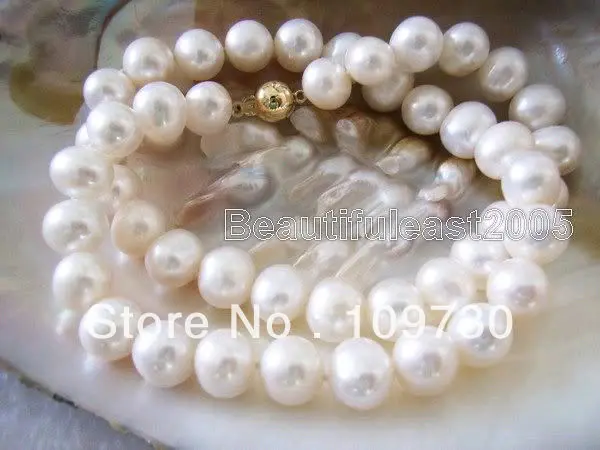 

Jewelry 001981 18'' natural big size 10-11mm akoya AAA white pearl necklace 14KGP clasp jewelry