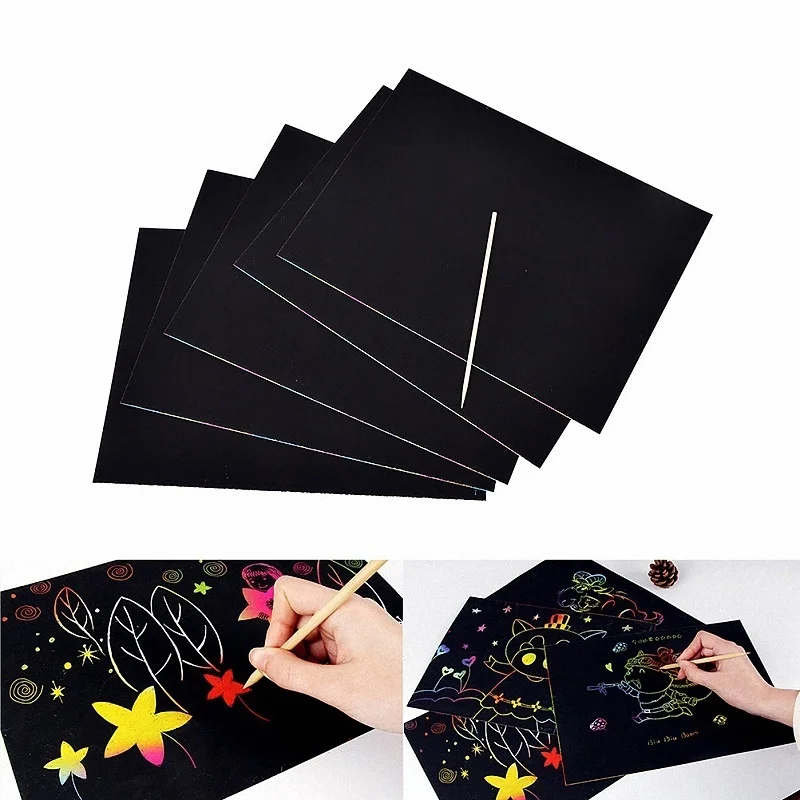 

10pcs Kids DIY Doodling Drawing Magic Scratch Painting Book 19*26cm Large Rainbow Note Book Children Learning Education Toys