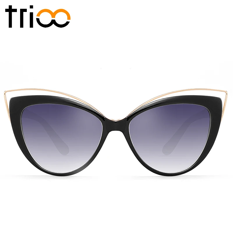 

TRIOO Black Cat Eye Women Sunglasses Luxury Brand Designer Female Shades Summer Fashion UV400 Oculos Simple Sun Glasses Female