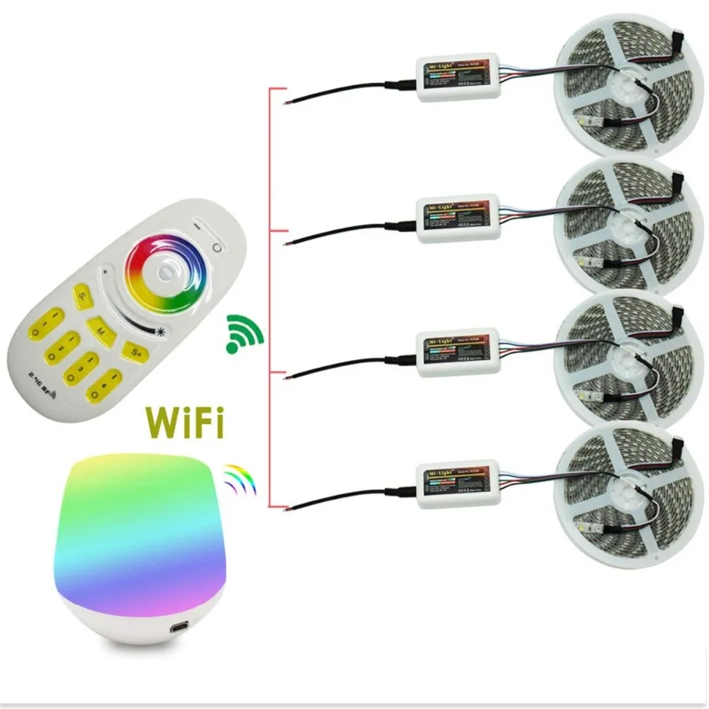 Mi светильник wifi 5050 RGBW RGBWW RGB Светодиодная лента Водонепроницаемая 5 м 10 м 15 м 20 м DC 12 В светодиодный светильник с радиочастотным пультом дистанционного управления