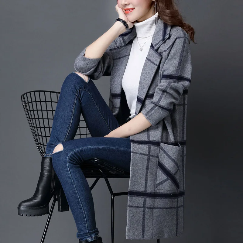 Women Coat M-5XLPlus Size Spring Autumn Knitted Sweater Cardigan Korean Winter Jacket Loose Big Yards Long Sweaters |