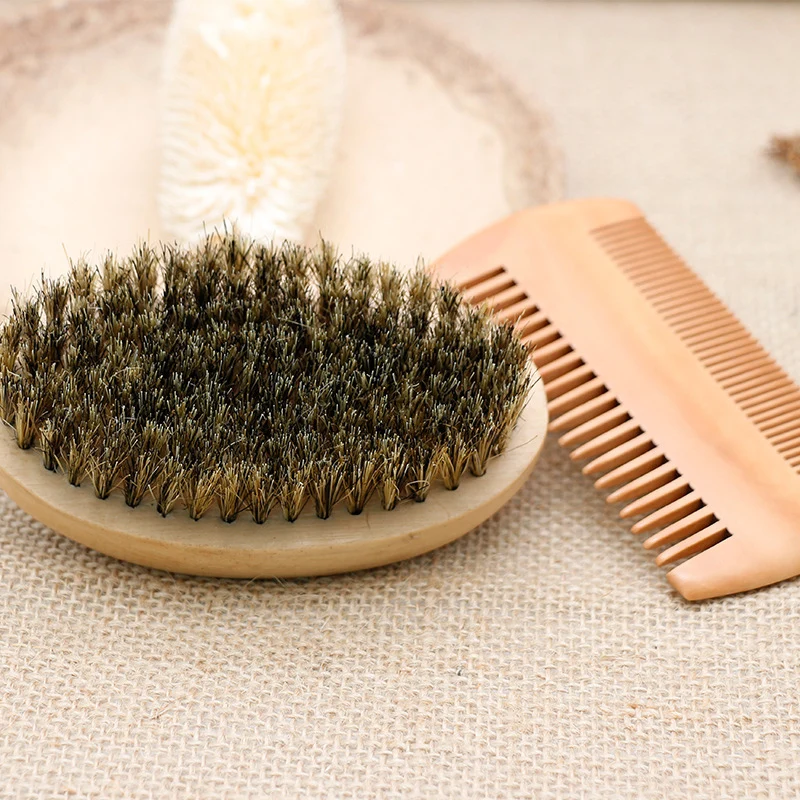 Деревянная щетка для бороды парикмахерский инструмент для бритья Мужская расческа в форме усов комплект с подарочной сумкой Набор