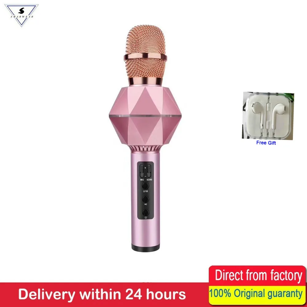

Ssmarwear K7 bluetooth Karaoke Microphone Home KTV Player Wireless Multi-function Microphone Diamond Style TF Card Music Playing