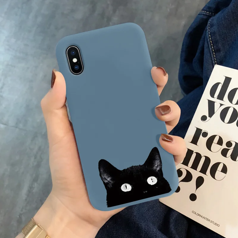 Мягкий чехол из ТПУ с мультяшным котом для iPhone XR 6 S 8 7 Plus задняя крышка X 11 Pro XS Max