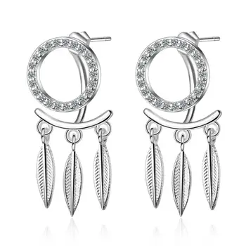 

New Micro Zircon Dream Catcher Tassel Earrings Trend Creative 925 Sterling Silver Pendientes Jewelry Boucle D'oreille SAE98