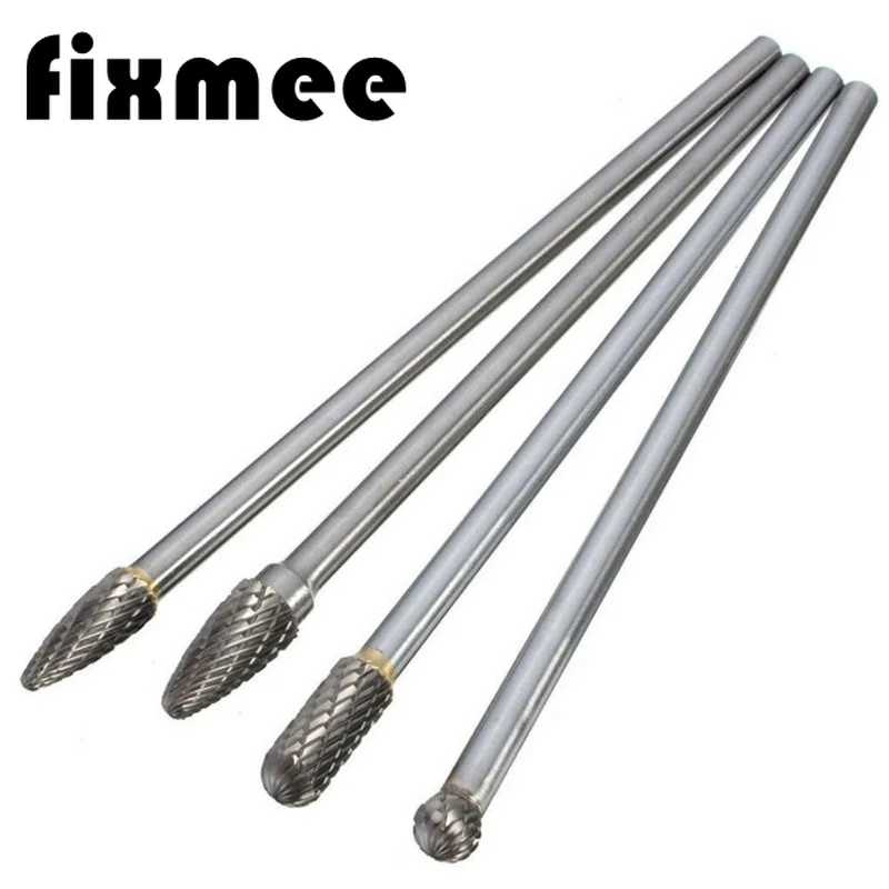 

4pcs Long Reach Rotary Burr Double Cut Tungsten Carbide Bit 1/4" Shank 6" Set