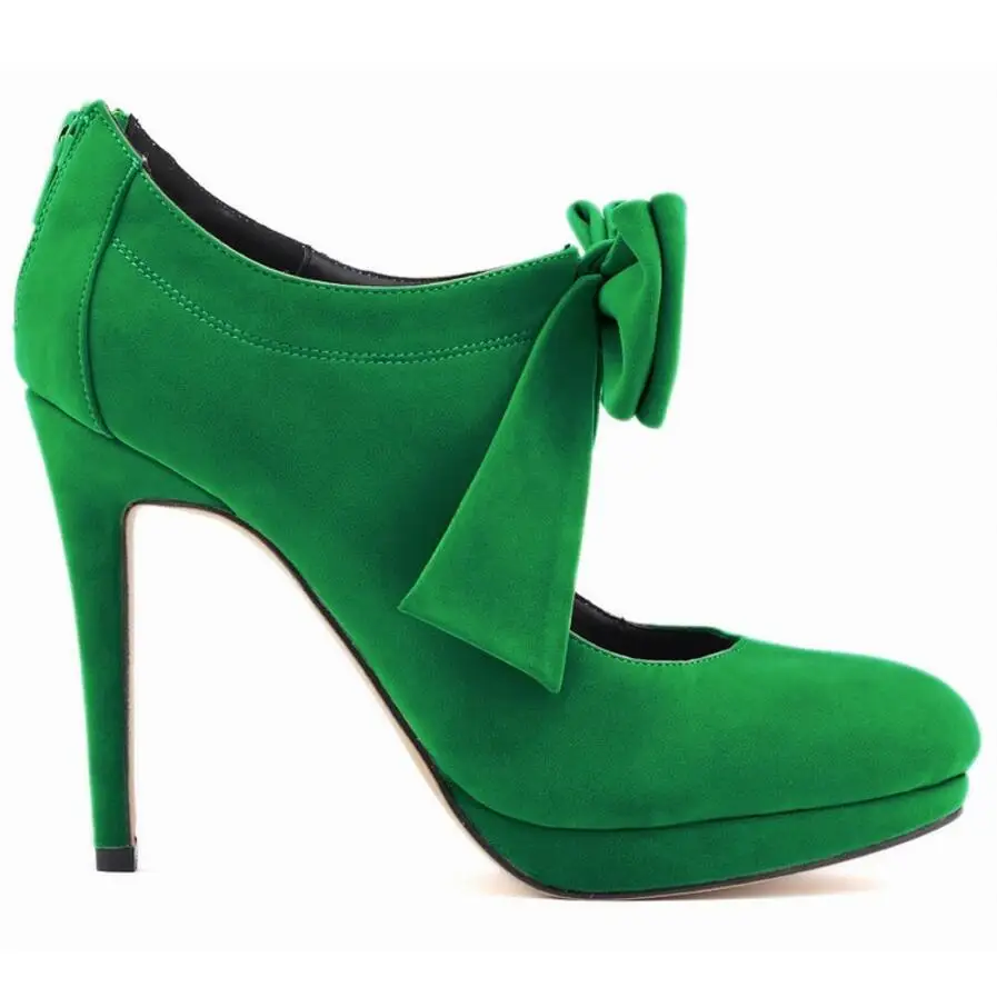 

{D&H}2014 New Arrivals Women Pumps Bow Flock Red Pumps With Ankle Strap Zip Platforms 11cm High Heel Shoes Woman	Free Shipping