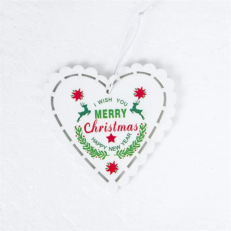 Олень Санта Клаус Снежинка из натурального дерева рождественские украшения Подвесные Подарки декор для рождественской елки вечерние украшения для дома 62342 - Цвет: K