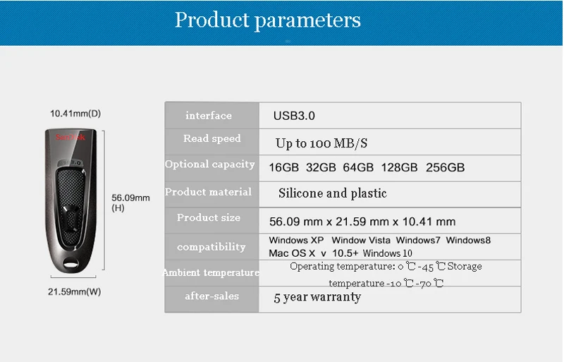 USB флеш-накопитель SanDisk CZ48, 256 ГБ, 128 ГБ, 64 ГБ, 32 ГБ, 16 ГБ, USB 3,0, шифрование, флешка, пластиковая карта памяти, запоминающее устройство, u-диск