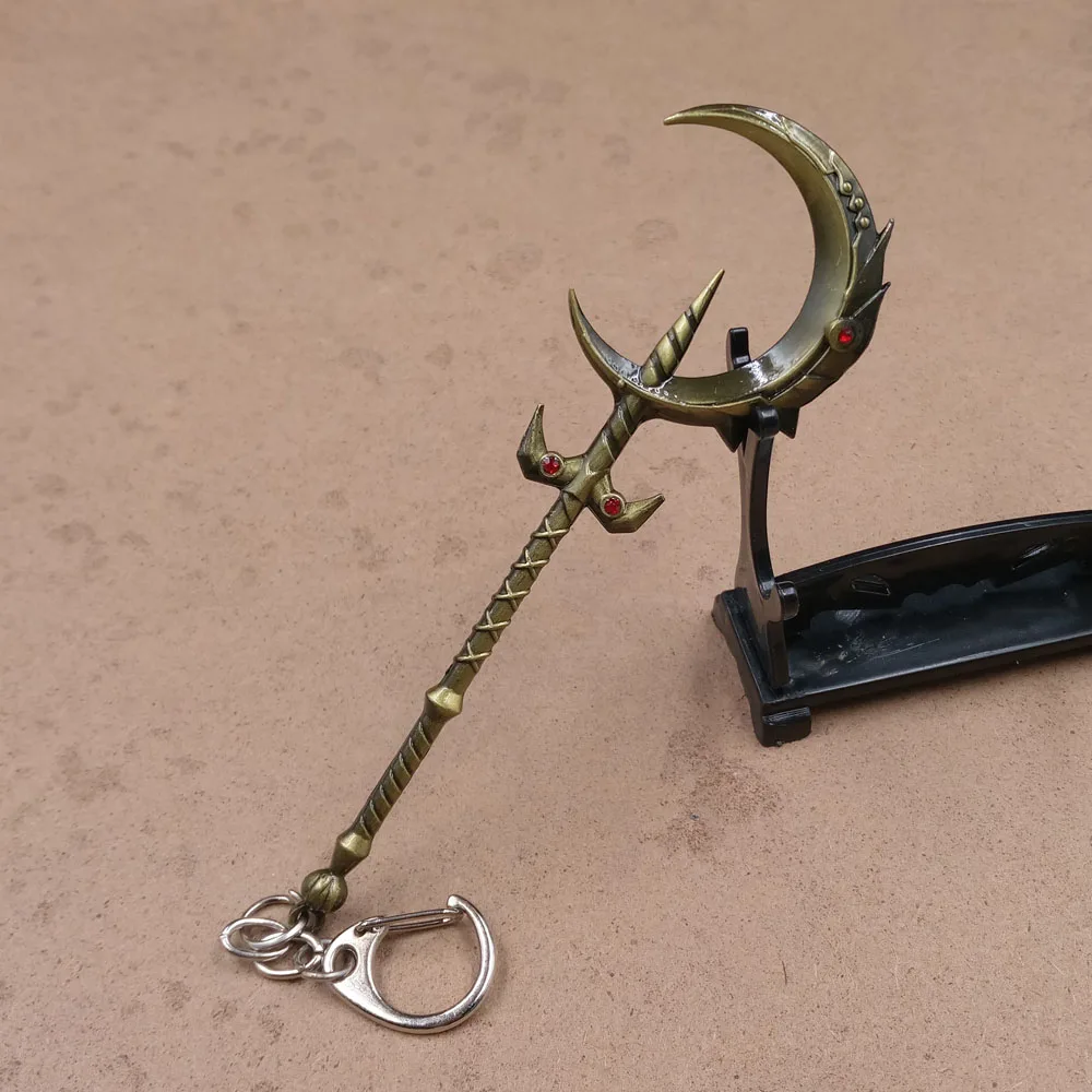 

2015 New LOL Soraka Weapon Key Chain Ring Crescent Wand Keyring League of Legends Key Holder Keychain