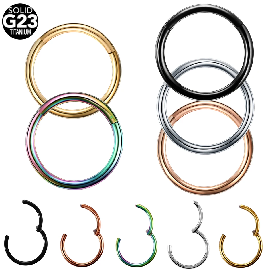 

1PC G23 Titanium Hinged Segment Hoop Nose Ring 18G Nipple Clicker Ear Cartilage Tragus Helix Lip Piercing Unisex Body Jewelry