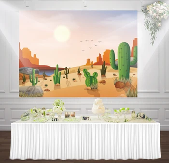 

HUAYI Cactus Desert photography backdrop Baby Shower Birthday Party decorations Home Office Wall Decor photo background fh-1025
