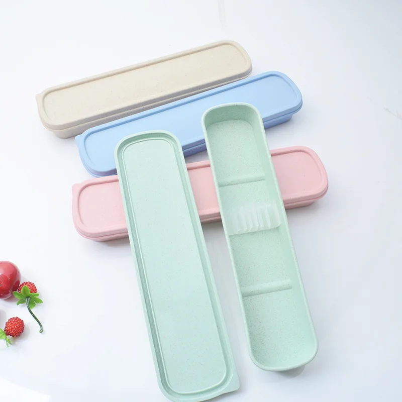 

40pcs Wheat Straw Tableware Storage Box Cutlery Boxes Portable Kitchen Tool Container for Travel Free Shipping WB200