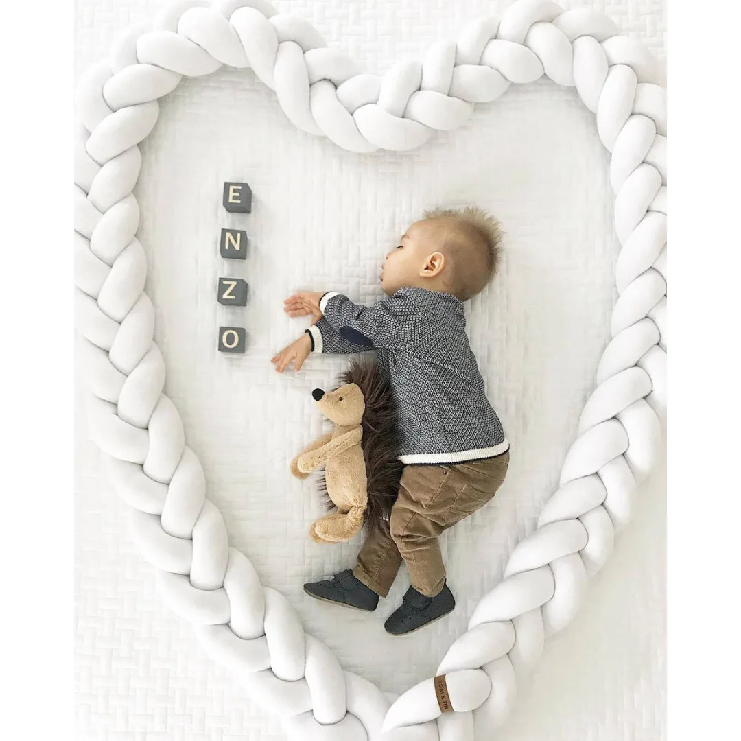 2M/3M Baby Infant Plush Crib Bumper Bed Bedding Cot Braid Pillow Pad Protector