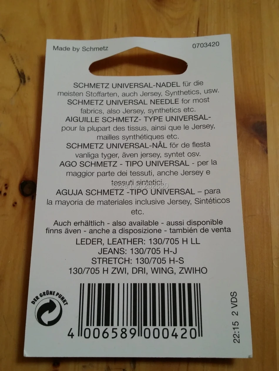 SCHMETZ Универсальная игла, 130/705 H, 10 шт игл(2 упаковки)/Лот, запчасти для домашних швейных машин, для Janome, Brother, Singer, Bernina