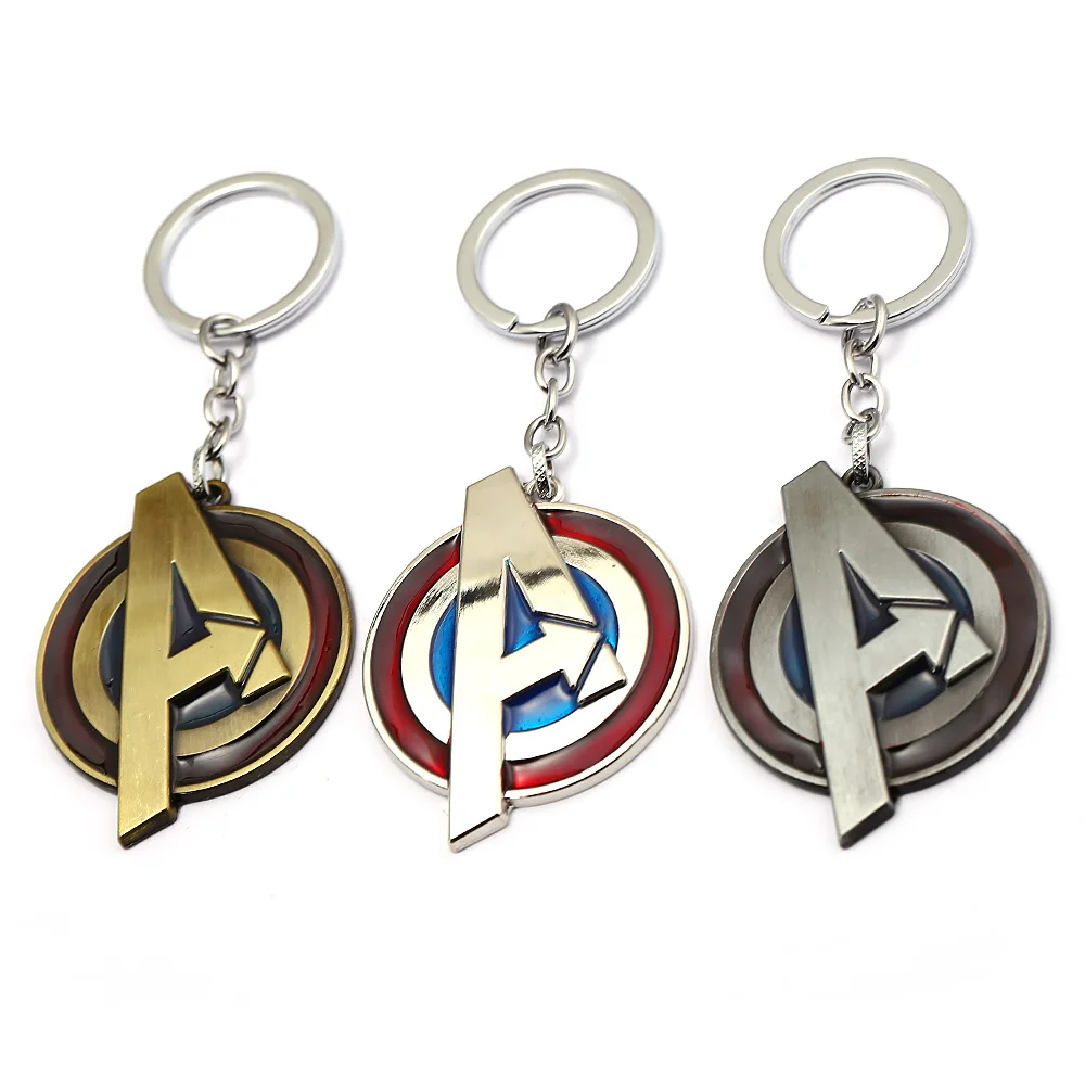 

HSIC Superheros The Avengers Letter A Keychain Captain America Shiled Round Keyring Movie Super Hero Chaveiro Car Gifts HC12910