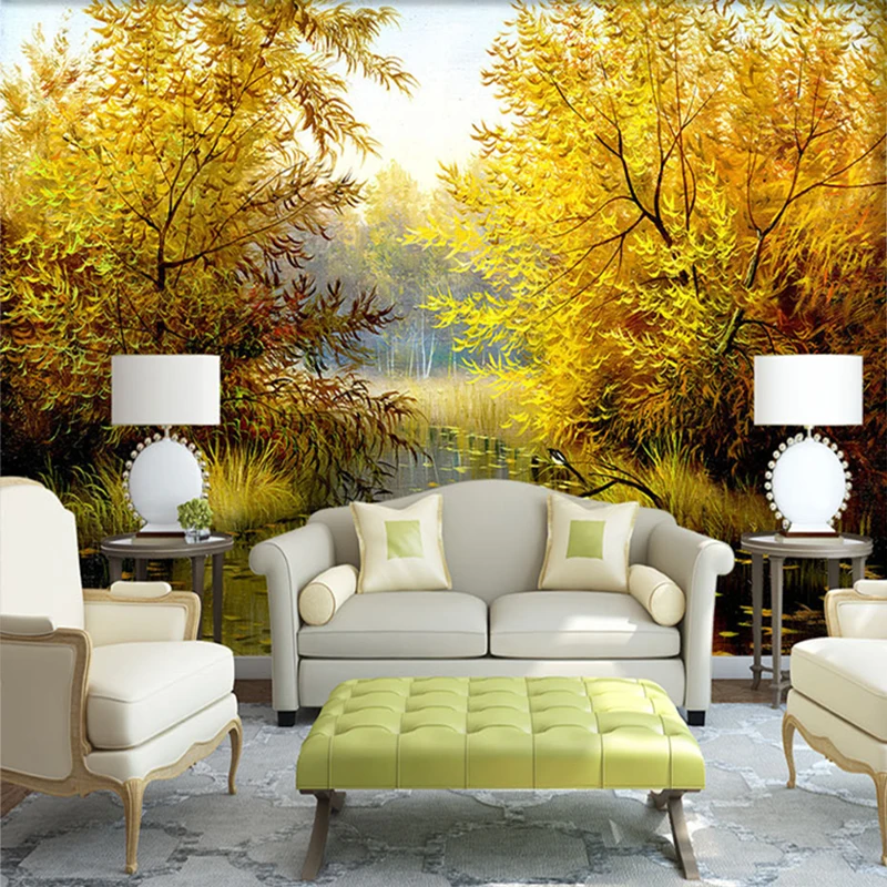 

Custom 3D Photo Large Mural Wallpaper Natural Landscape Painting Wall Covering Roll Living Room Bedroom Tree Wallpaper De Parede