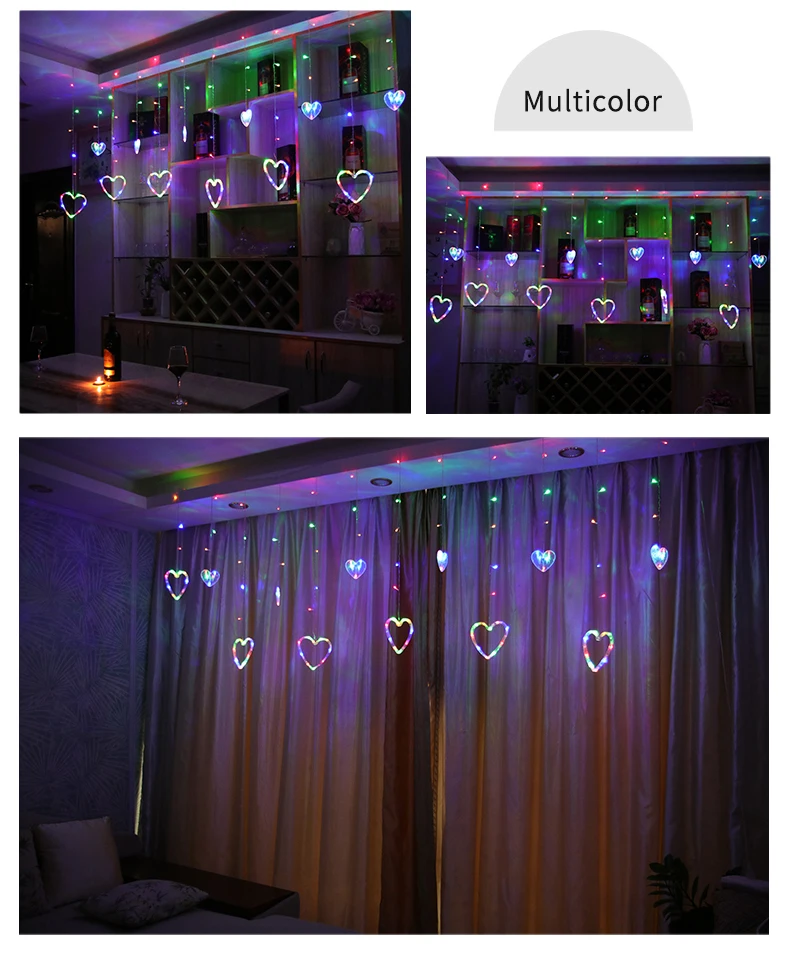 Luzes de Natal Lâmpada para Festa do Casamento Casamento do Feriado ao ar Romântico Amor Levou Luz Indoor e iluminação Decorativa Cortinas Amor do Feriado ao ar Livre 14 Fios de iluminação