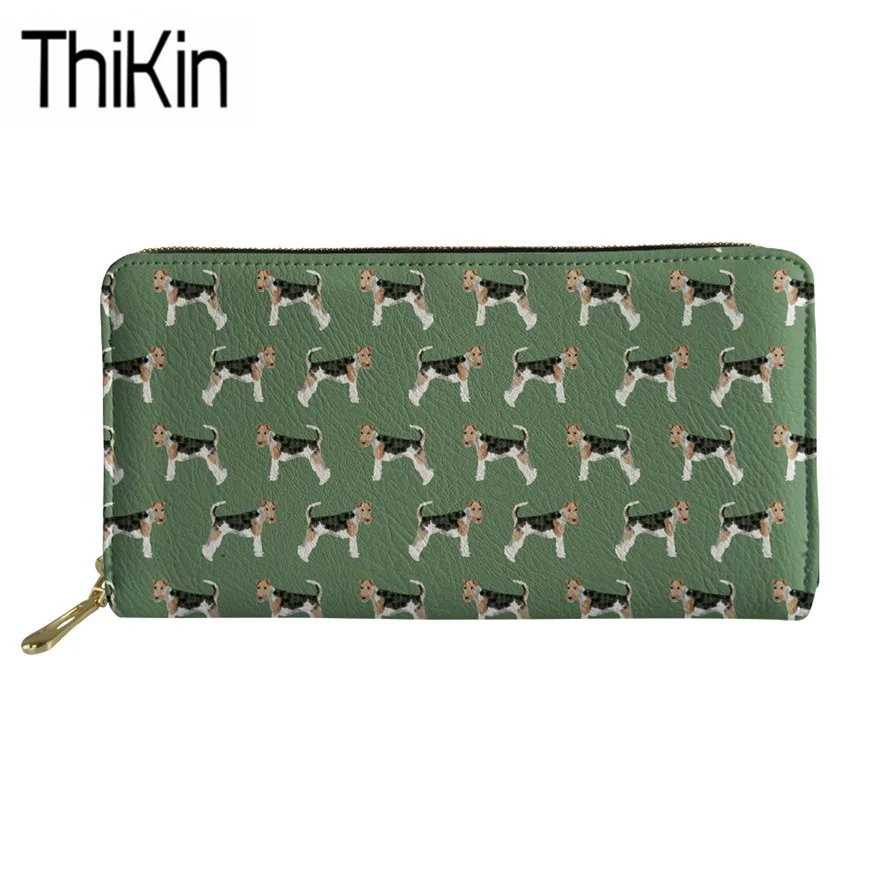 

Thikin Fox Terrier Printing Wallets for Credit Card Women Clutch Phone Card Holders Ladies Fashion Purse Zipper Money Bags 2019