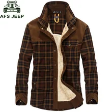 AFS JEEP, брендовая мужская зимняя плотная теплая рубашка, шерсть, флисовая клетчатая рубашка с длинными рукавами, мужская военная куртка, Camisetas Hombre